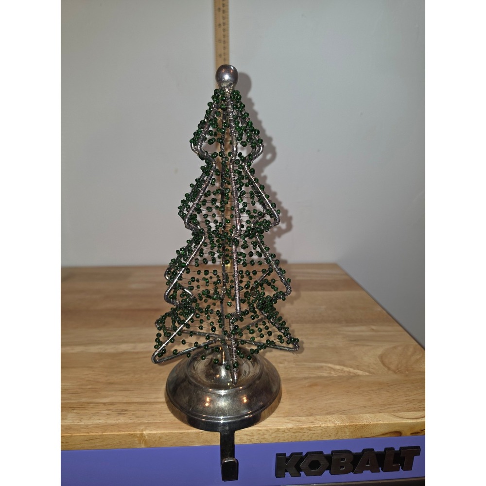 vintage Pottery Barn beaded wire Christmas tree stocking holder